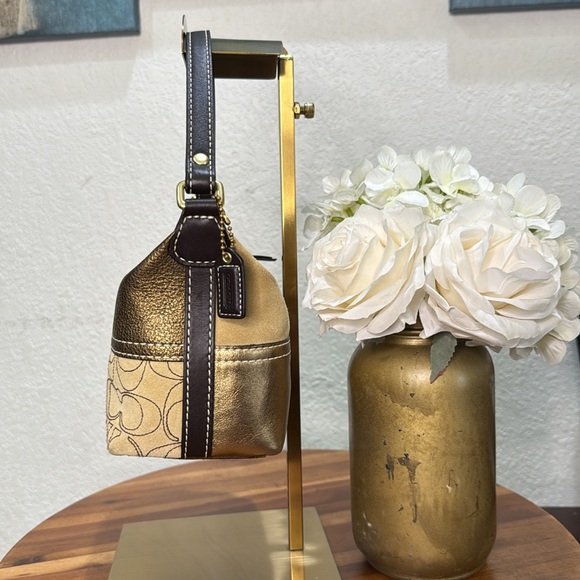 Coach Gold Patchwork Suede Small Purse Handbag - Picture 6 of 15